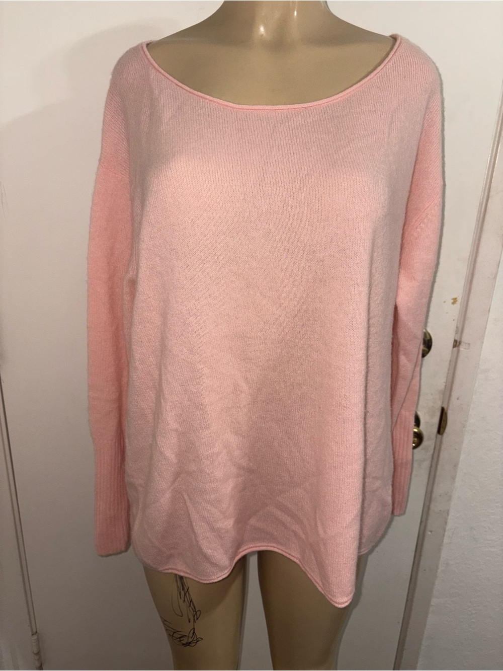 NAADAM Soft Pink Scoop Neck Cashmere Blend Sweater